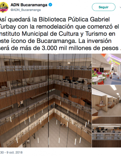 Así quedará la Biblioteca Pública Grabriel Turbay